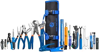 Jonard Tools TK-822 Professional CATV Communications Tool Kit - 25-Piece COAX Cable Installer Set with Crimpers, Strippers, Wrenches, Tester, Flashlight & Roll-Up Pouch