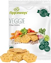 Appleways Veggie Crispy Crackers, Vegetable Crackers Snack Packs, 108 Count | Crispy Whole Grain Crackers, Individually Wrapped Kids Snacks for School Lunches, Nut-Free, Healthy Snacks for Kids & Adults
