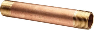 Red Brass Pipe Fitting, Nipple, Schedule 40 Seamless, 1-1/2" NPT Male X 2-1/2" Length