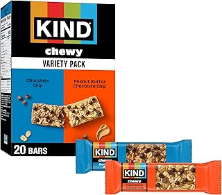 KIND Chewy Granola Bars Variety Pack, Gluten Free, Low Calorie, Healthy Snacks, Chocolate Chip, Peanut Butter Chocolate Chip, 20 Count