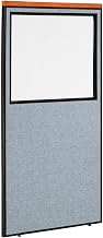 Global Industrial 36-1/4"W x 73-1/2"H Deluxe Office Partition Panel with Partial Window, Blue