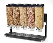 Rosseto EZ-PRO EZ577 Five-Container Table Top Cereal Dispenser Stand & Catch Tray, Black (1 Gallon Each)