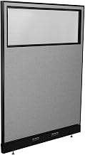 Global Industrial 48-1/4"W x 64" H Electric Office Partition Panel with Partial Window, Gray