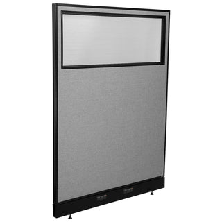 48-1/4"W x 64" H Electric Office Partition Panel with Partial Window by Global Industrial – Alloy Steel, Grey, Model 694708WEGY