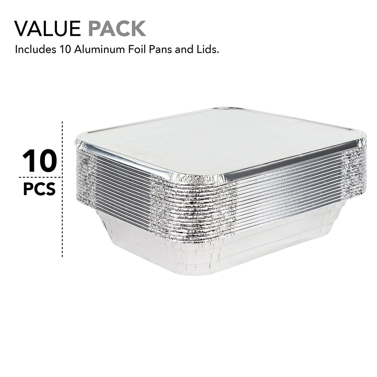 Stock Your Home 10 Pack w/ Lids / Silver / With Lids Disposable Cookware