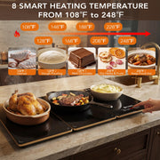 Kiabee Electric Warming Tray, 8 Panels Tempered Glass, Black