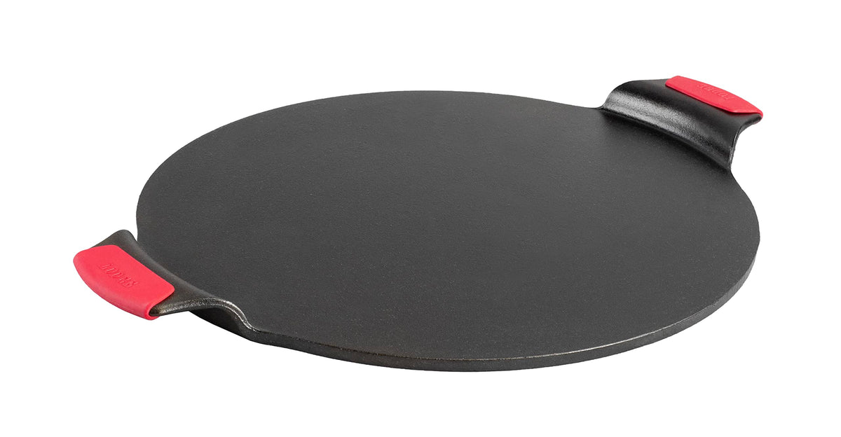 Cast Iron 15-Inch Pizza Pan with Silicone Grips by Lodge – 19.38x15.00x1.25, 15.0 inches, Cast Iron, Black, Model BW15PPA1