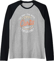 Curtis The Man The Myth The Legend Raglan Baseball Tee