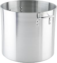 Winco 6.0mm Aluminum Stock Pot, 32-Quart | Heavy-duty, Riveted handles, Great for Stocks, Soups, Pasta and Batch Cooking