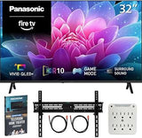 Panasonic 32" S65C Full HD 1080p 60Hz QLED+ Fire TV (2026) Mount Bundle | 2x Deco Gear HDMI Cable + 6-Outlet Surge Adapter + 37" - 70" TV Wall Mount + Deco Gear TV Guide