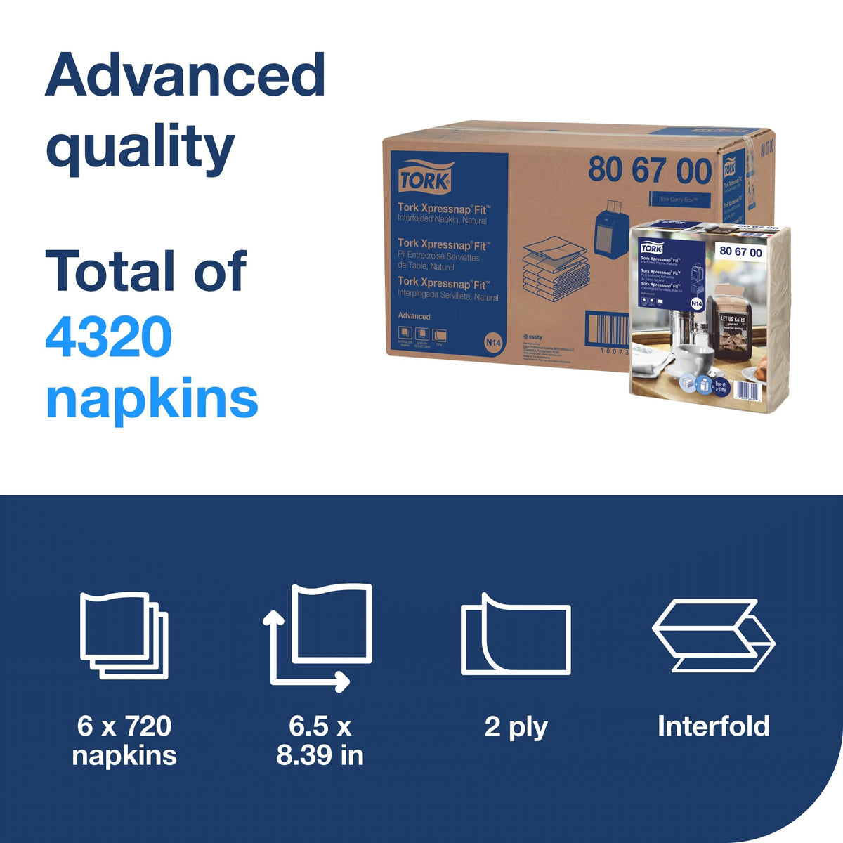 Tork Natural / 8.4" x 6.5" / 1 Disposable Napkins