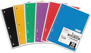 Mead Spiral Notebook, 1 Subject, College Ruled Paper, 70 Sheets, 10-1/2" x 7-1/2", Assorted Colors (05512)