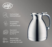 Hotello Stainless Top Thermal Carafe by Alfi – 20.3 Ounces, 0.6 liters, Stainless Steel, Stainless, Model 557000060