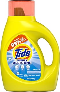 Tide Simply All-In-One Liquid Laundry Detergent, Refreshing Breeze Scent, 24 Loads, 34 Fl Oz