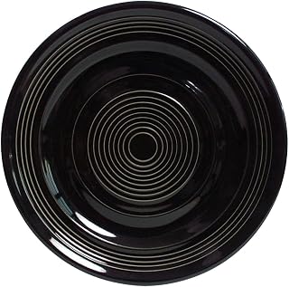 Tuxton China CBA-104 Plate, 10-1/2" Diameter, Round, Wide Rim, Microwave and Dishwasher Safe, Oven Proof, Fully Vitrified, Ceramic, Concentrix, Black, Pack of 12