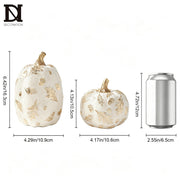 DN Deconation Resin Pumpkin Set, White with Gold Accents, Set of 2