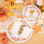 Ciaell Thanksgiving Disposable Dinnerware Set, 175 Pieces, White and Gold