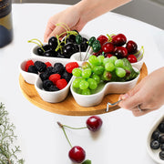 ZEAYEA Ceramic Divided Serving Tray with Picks, 11 Inch, White