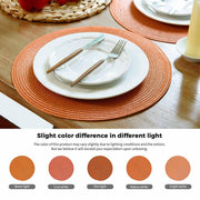FunWheat Round Braided Placemats, 15 Inch Diameter, Set of 6, Pumpkin Orange