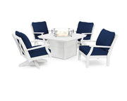 ® Braxton Deep Seating Set by Polywood – High Density Polyethylene, White / Navy, Model PWS545-2-WH5439