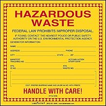 Labelmaster WM8 Standard Waste Label, Stock PVC-Free Film, 6" x 6" (Pack of 100)