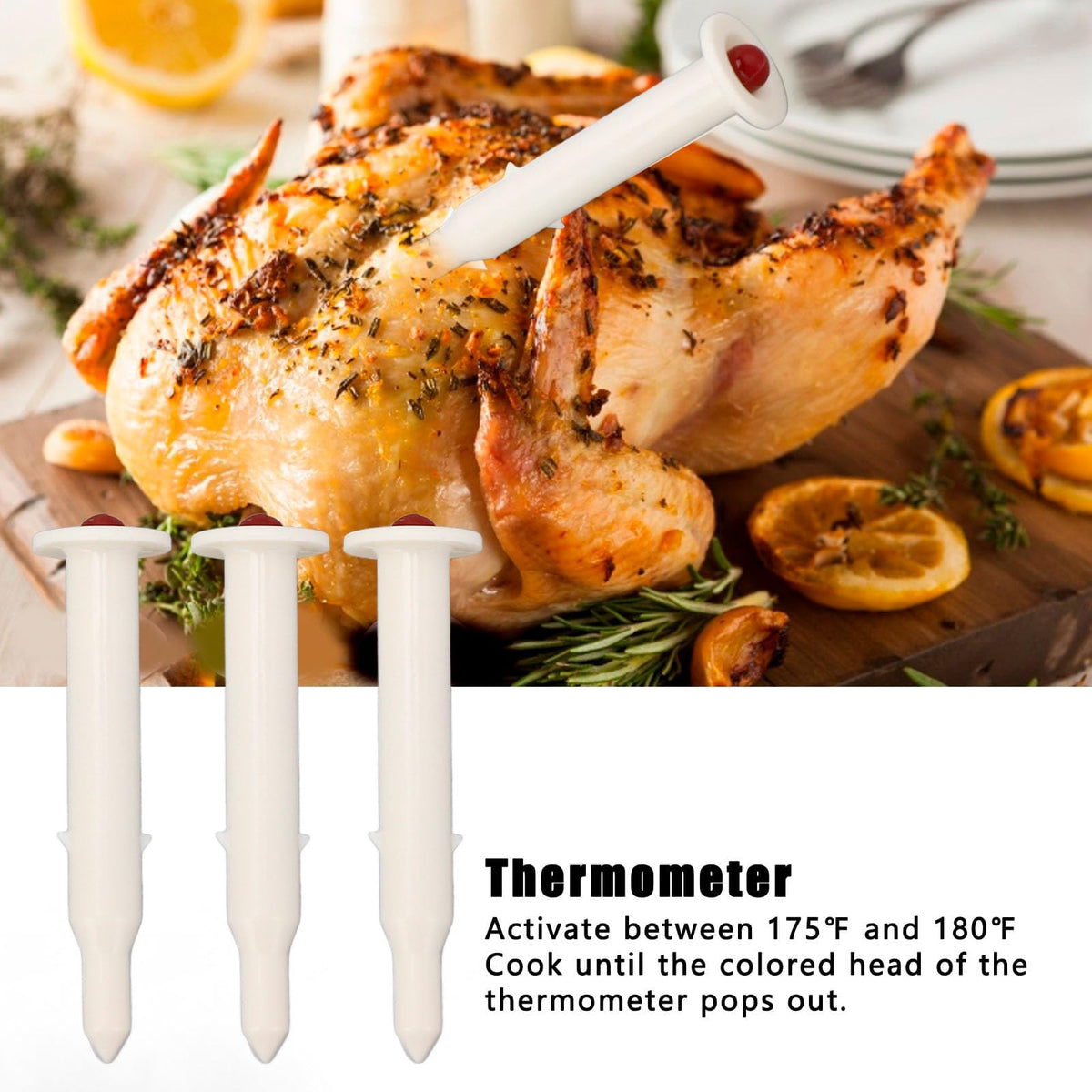 Ktsxxops Poultry Timer, Pop Up Meat Thermometer, Red, Pack of 20