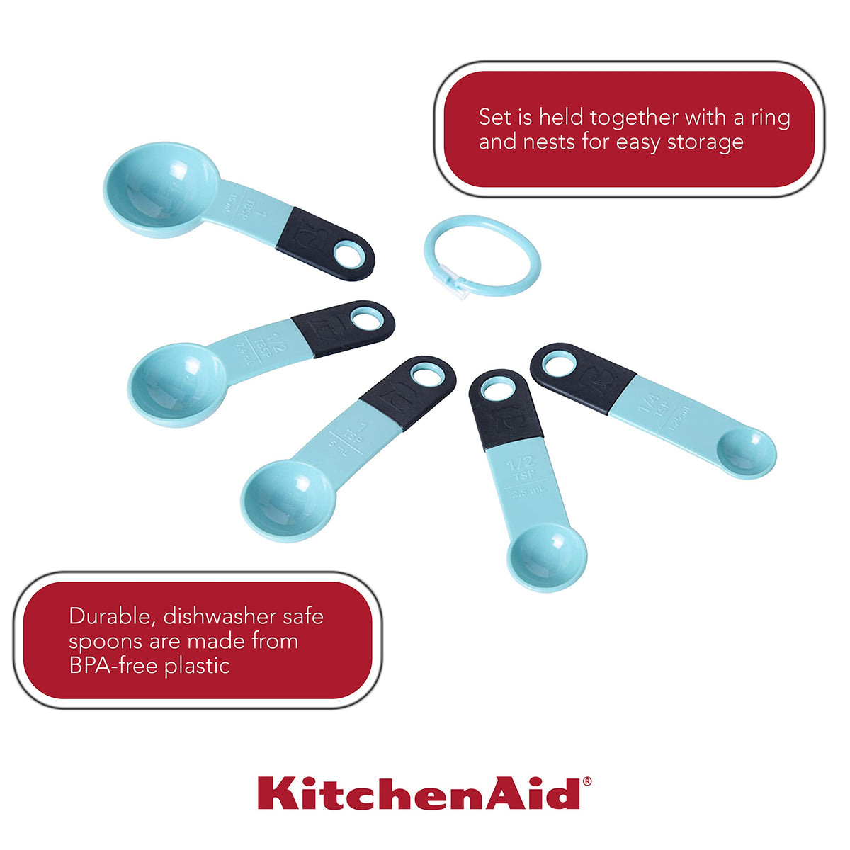 KitchenAid Aqua Sky/Black / Spoons / set of 5 Spoons