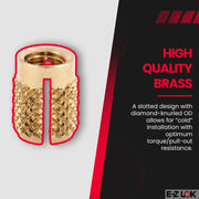 E-Z LOK M4-0.7 Pack of 25 / M4 x 0.7 / Gold Press-In Inserts