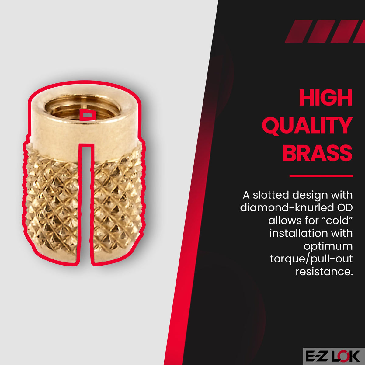 E-Z LOK M4-0.7 Pack of 25 / M4 x 0.7 / Gold Press-In Inserts