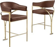 Leathaire Counter Stools with Gold Iron Chrome Base