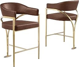 Leathaire Counter Stools with Gold Iron Chrome Base