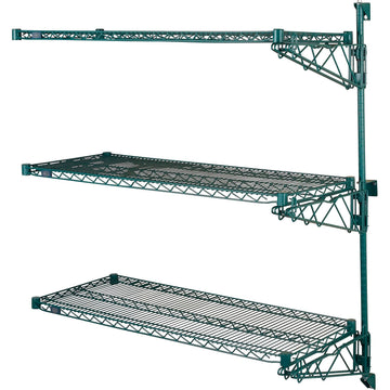 Poly-Green Wall Mount Wire Shelving by Nexel – 3, Alloy Steel, Green