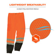 GloWear 8910BK High Visibility Mesh Reflective Safety Pants by Ergodyne – Polyester, Orange, Model 23939