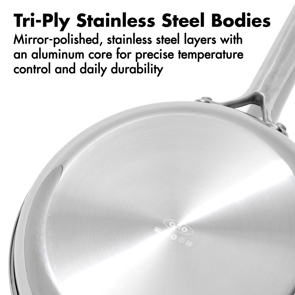 Hybrid 8” and 10” Frying Pan Skillet Set by OXO – 8" and 10" Frying Pan Skillet Set, 5.0 cups, Stainless Steel, Model CC011153-001