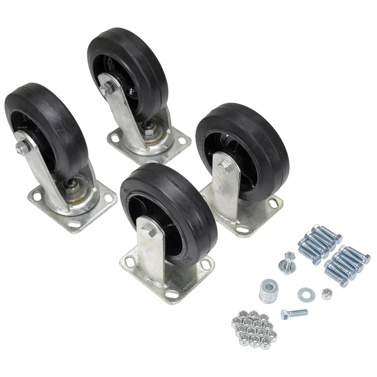 Rubber Caster Kit 6x2 2400lb Cap by Vestil – One Size, Blend, Multi, Model D-CK4-MR6-2