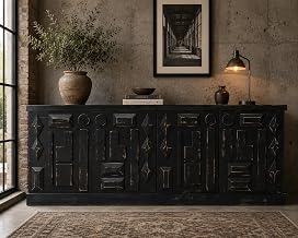 Crafters and Weavers 92" Asbury Solid Wood Sideboard Console in Black