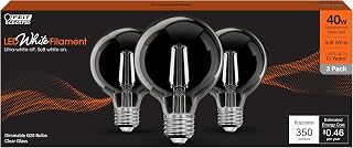 Feit Electric G25 White Filament LED Bulb, 40W Eq, Soft White, 3 Pack
