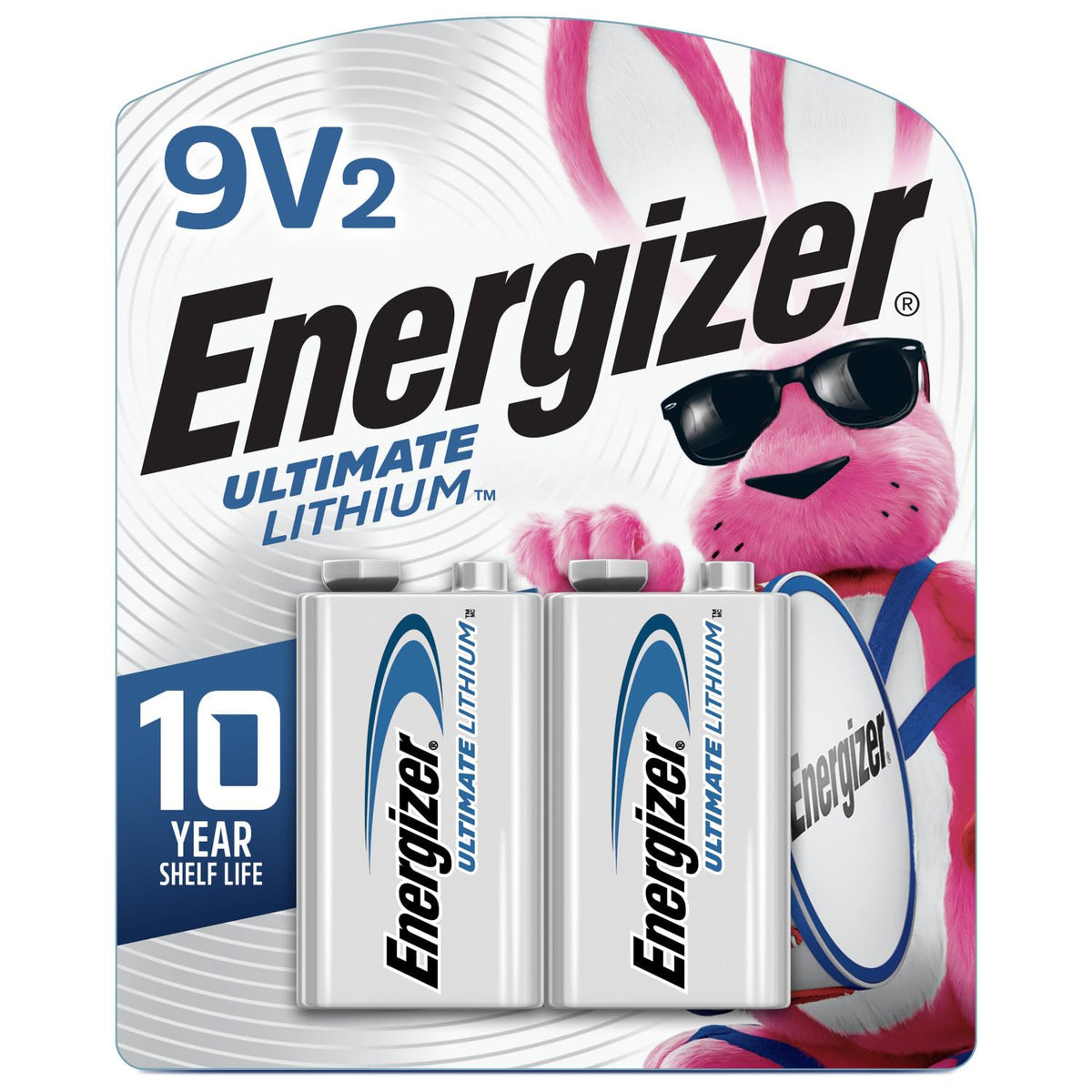 Ultimate Lithium 9V Batteries (2 Pack) by Energizer – 9V 2 Count (Pack of 1), 9 V, Multicolor, Model L522BP2