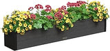 Mayne Horizon 60in Rctangular Window Box Planter, Charcoal | All season, Fade resistant, Mounting brackets included, Woodgrain finish, Built-in overflow, 10-year warranty