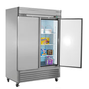 54-Inch-Wide Double Door Reach-In Freezer in Stainless Steel with 42.9 Cu Ft Storage by MAXX Cold – 49 cubic feet, 42.9 cubic_feet, Silver, Model MXSF-49FDHC