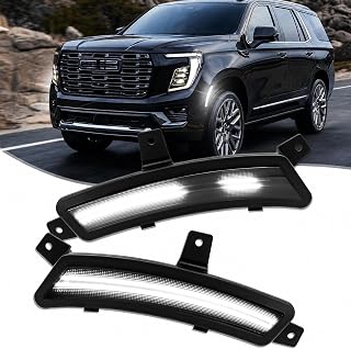 Dynamic White LED Side Marker Lights for 2025-2026 Yukon Tahoe Escalade | Front Fender Side Marker Lamp Kit, Smoked Lens, White LED Parking Lights, Plug & Play Style, Driver & Passenger, 2-Pack