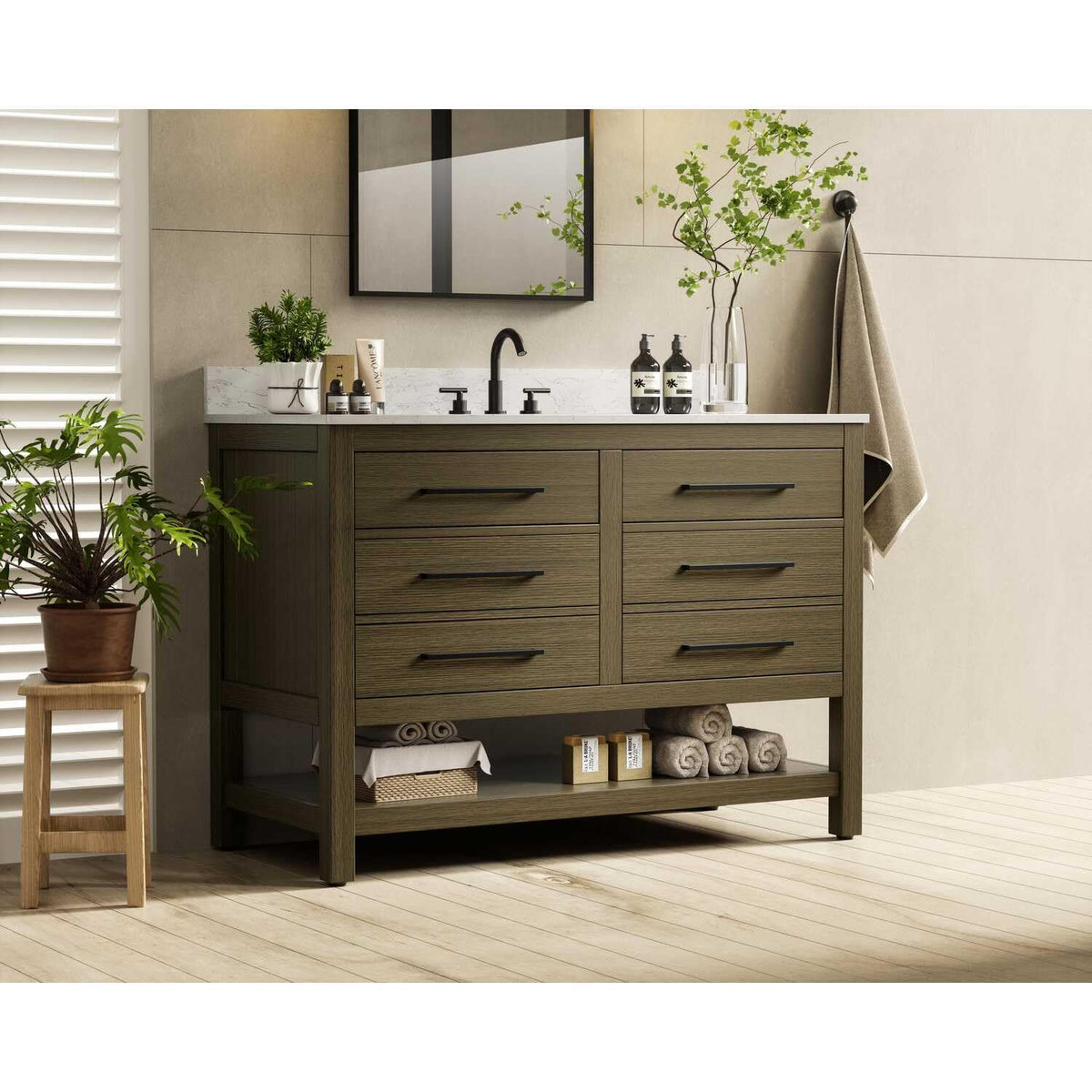 Karson Bathroom Vanity Chestnut Brown by Lighting Design – Wood, Chestnut Brown, Model VF60548MCB-BS