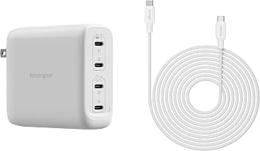 Kensington 140W USB‑C GaN Power Adapter (4-Port Charger) + USB-C to USB-C 240W Fast Charging Cable