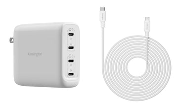 140W USB-C GaN Power Adapter 4 Port Charger with Cable by Kensington – Commercial Grade