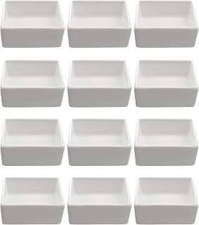 10 Strawberry Street Whittier 1 Oz Square Sauce Dish, Set of 12, White