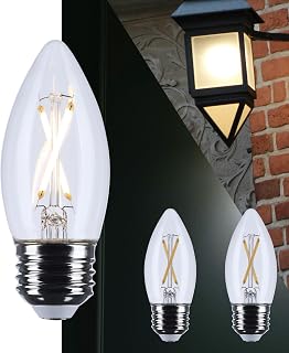 Satco 5.5W B11 LED Light Bulb 3500K Neutral White 500 Lumens Clear Finish 300 Degree Beam E26 Medium Base 92 CRI Dimmable Wet Rated IP65 Enclosed Fixture Rated 120V S12503 (2 Pack)