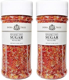 India Tree Harvest Mix Sparkling Sugar, 7.5 oz | Vibrant Fall Orange, Red, Yellow & White Decorating Sugar Mix (Pack of 2)