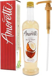 Amoretti Coconut Beverage Infusion, 94 Servings Per Bottle (750 ml) - Drink Mix & Water Enhancer with Pump for Flavoring Cocktails, Waters, Teas, and other Beverages, Preservative Free