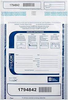ControlTek TripLok 9" x 12", White with Pocket, 100 Bags, Tamper-Evident Deposit Bags for Cash Handling & Valuables, Moisture, Heat and Cold Sensitive Ink, Tear-Off Receipt + Large Barcodes 585036