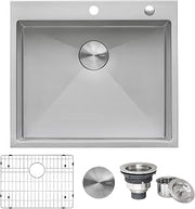 Ruvati 24 x 20 inch Drop-in 16 Gauge Stainless Steel Rounded Corners Topmount Kitchen Sink Single Bowl - RVH8014